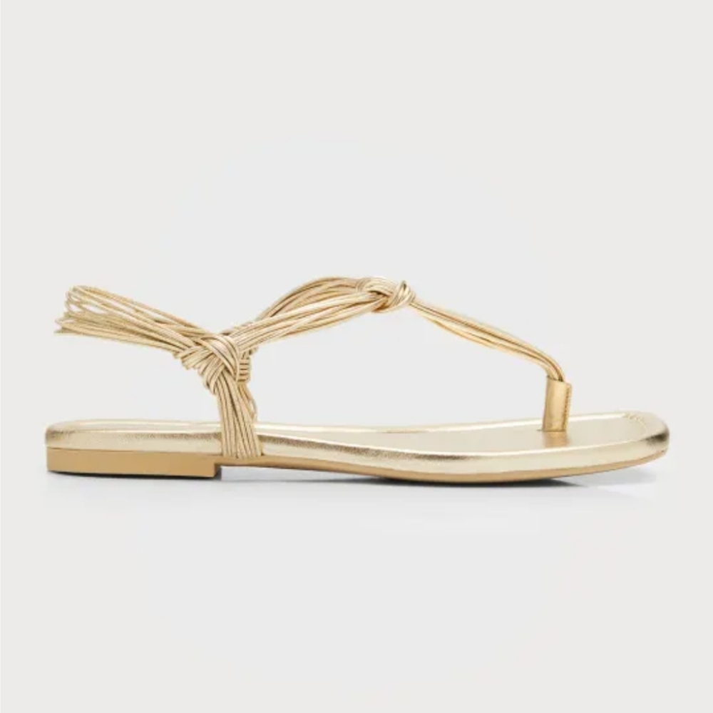 Vince Deha Metalic Gold Cord Flat Sandals 8.5